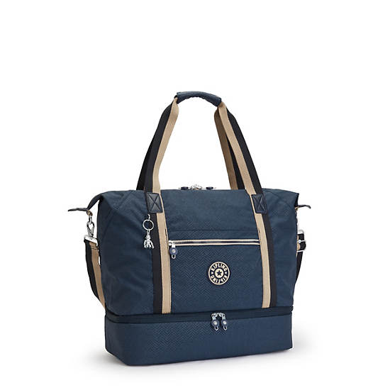 Kipling Art M Weekender Printed Tote Tassen Blauw | BE 1440FD